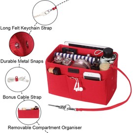 Betoores Bag Organiser for Women’s Handbags, For Speedy Neverfull Bags, red