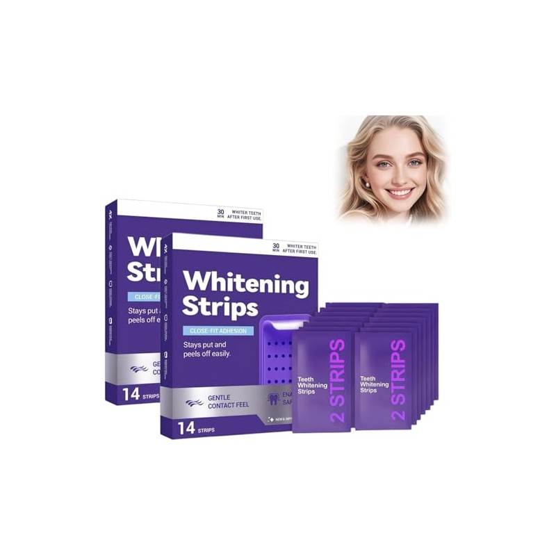 LUSCR Purple Teeth Whitening Strips, 7Pares-14 Tira Tiras Blanqueadoras De