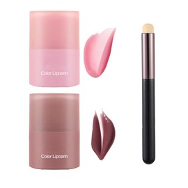 Lip Serum Lip Gloss with Hyaluronic Acid - With Lip Brush, Intensive Nourishing Lip Oil for Voluminous, Smooth Lips, Hydrating, Perfect for Dry Lips & Daily Care (01+02)