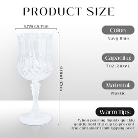 CHLJAR 7 Oz Clear Plastic wine glasses, plastic goblets for parties, White Wine Glasses, plastic water goblets Wedding Office, Bars, cocktail (12, transparent)