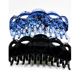 Prettyou 5.5" Large Crystal Plastic Hair Claw Banana Clips for thick hair Women,pack of 2 (Set1)