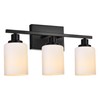 MELUCEE Matte Black Bathroom Light Fixtures with Milky White Glass