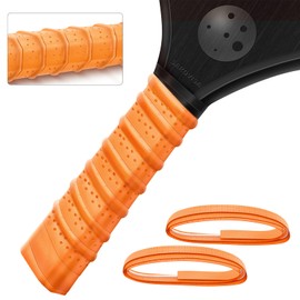 2-Packs Pickleball Paddle Grip Tape with Raised Ridge, Replacement Pickleball Overgrip Wrap for Sweat Absorption&Anti-Slip, Universal Pickle Ball Sport Accessories (Orange)