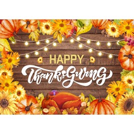 LYRYGS Fall Thanksgiving Backdrop Thanksgiving Photography Backdrop Wood Thanksgiving Party Background Thanksgiving Photo Backdrop Banner cp-530(7X5ft)