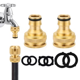 Sylken 2 PCS Garden Hose Tap Connector, 1/2 Inch and 3/4 Inch 2-in-1 Female Threaded Faucet Quick Connector, Garden Hose Pipe Faucet Adapter