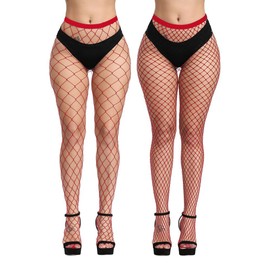 CozyWow 2 Pairs High Waist Fishnet Tights for Women Soft & Stretchy Women's Fishnet Stockings