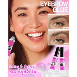 Eyebrow Gel Set, 2 Pieces, Transparent Eyebrow Gel, Naturally Smudge-proof Eyebrow Colour, 16 Hours Long-Lasting Waterproof, Instant Styling Makeup Eyebrow Gel with 2 Eyebrow Tools, 1 + 1 Clear