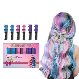 New Hair Chalk Comb Temporary Bright Hair Color Dye for Girls Kids, Washable Hair Chalk for Girls Age 4 5 6 7 8 9 10 New Year Birthday Cosplay DIY, Easter (Blue & Pink & Purple)