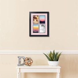 ArtToFrames Collage Photo Frame Double Mat with 2-3.5x5 inch Openings with Black Frame and Hollyhock Top Mat
