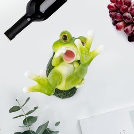 Frog Wine Bottle Holder, Funny Frog Statue Single Wine Bottle Rack Animal Wine Rack Set of 1, Wine Accessories for Party Tabletop Countertops Kitchen Decoration, Gift for Mom/Grandma/Collectors
