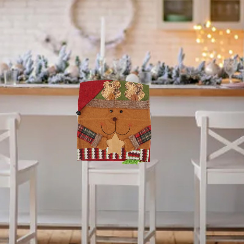 Xmas Dinner Chair Back Covers Easy To Install Soft Anti