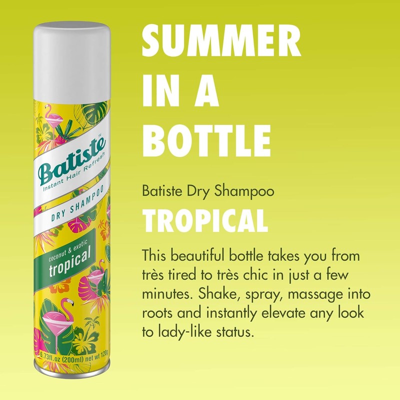 CHUW7 Batiste Dry Shampoo, Tropical Fragrance, 6.73 Fl. Oz. Pack