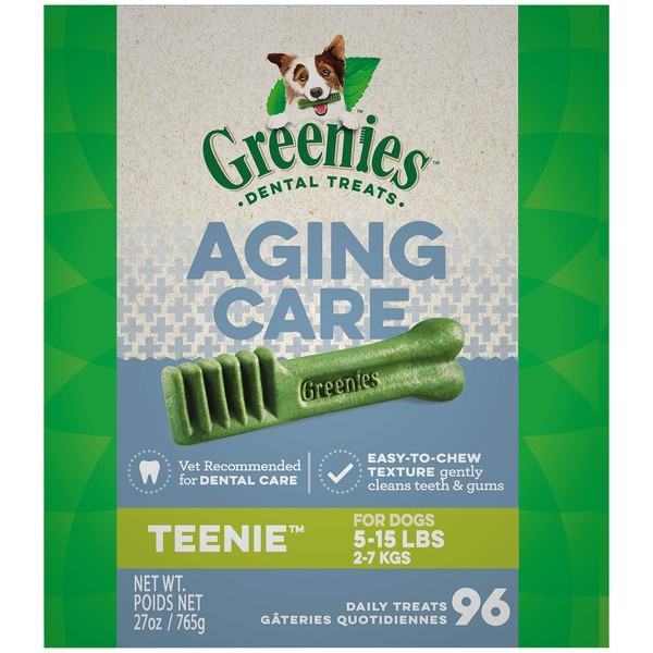 Greenies Aging Care TEENIE Natural Dental Care Dog Treats, 27 oz. Pack (96 Treats)
