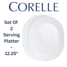 Corelle 12-1/4-Inch Serving Platter, Winter Frost White - 2-Pack with 2-Quart Serving Bowl, Winter Frost White 2PK - Bundle Set of 4