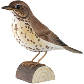WILDLIFEGARDEN Wildlife Garden WG437 DecoBird Song Thrush - Hand Carved Decorative Wooden Bird - Medium European Birds