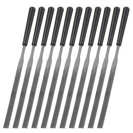 sourcing map 20pcs Second Cut Steel Flat Needle File with Plastic Handle 3mm x 140mm