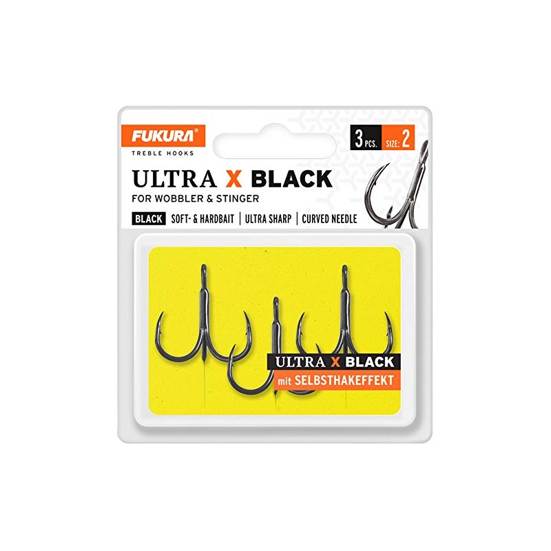 Fukura Ultra X Black Treble Hooks Size Pack of 2/3