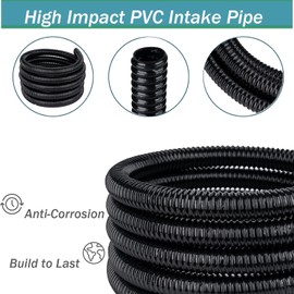 Pond Tubing,1 inch PVC Flexible Pond Hose, Black Corrugated Waterfall Sump Pump Hose,Drainage Pipe, Kinkproof for Garden Ponds, 1"x50FT