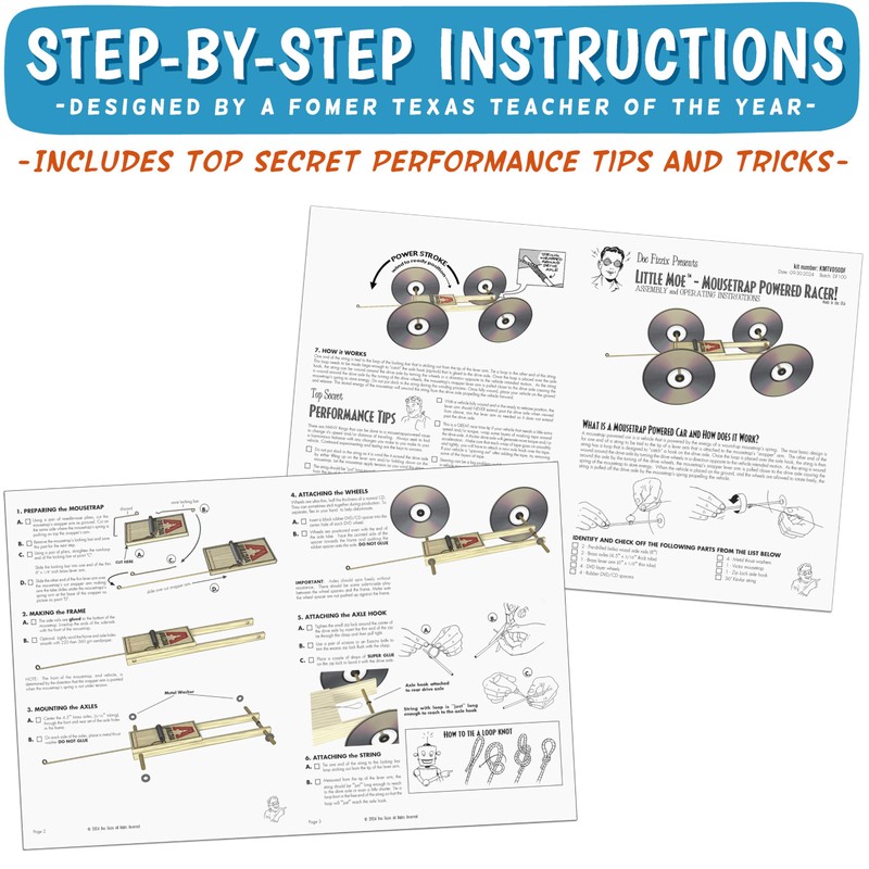 Doc Fizzix Little Moe Mousetrap Car Kit, STEM Science Projects