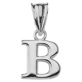 14K White Gold Fine Mini Dangling Initial A-Z Charm 1/2" Pendant - Letter B