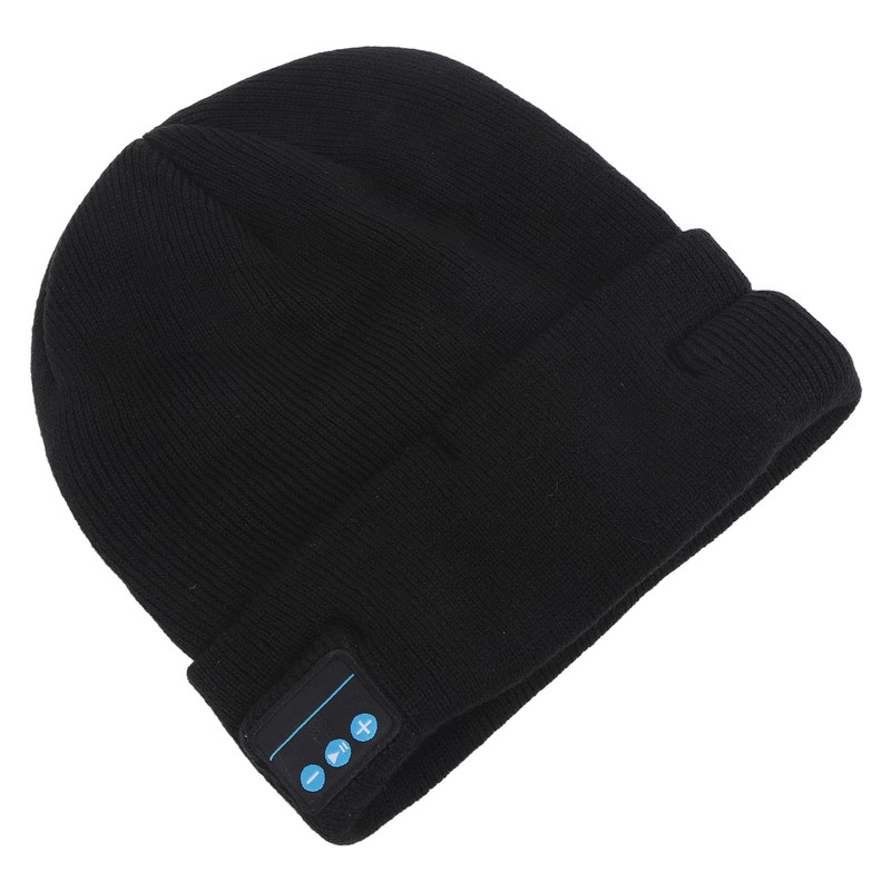 LED Beanie Hat with Headphones Wireless Black Musical Knitted Cap