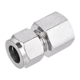 uxcell Compression Tube Fitting G1/2 Female Thread x 1/2" Tube OD Straight Coupling Adapter 304 Stainless Steel