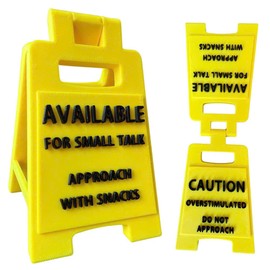 Introvert Mood Desk Sign – “Available for Small Talk/Overstimulated Do Not Approach” – Funny Double-Sided Sign – 3D Printed Gift for Coworkers, Friends
