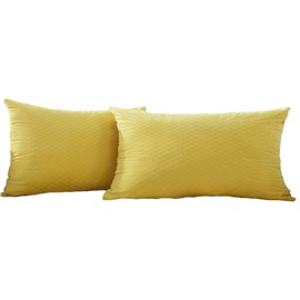 JIAHANNHA Plaid Velvet Yellow Throw Pillow Covers 12x20 Inches Pack of 2 Soft Decorative Plaid Square Cushion Covers for Couch Sofa Bed Livingroom Car,30x50Cm