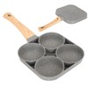 4‑Hole Egg Frying Pot Pancake Pan with Wood Handle for