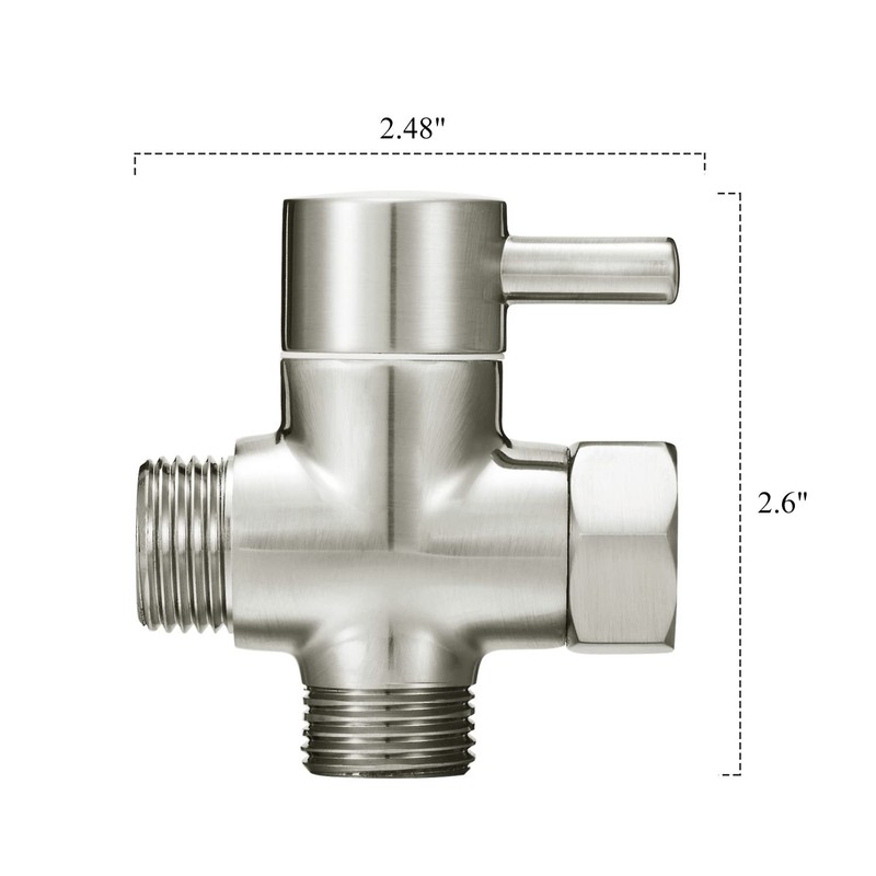 Solid Brass 3-way G1/2 Shower Diverter (Brushed Nickel)