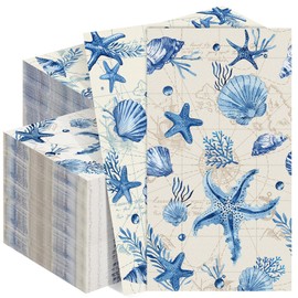 Kochorie 200 Pcs Sea Starfish Napkins Rectangle 3 Ply Sea Paper Napkins Disposable Hand Towels Summer Beach Seashell Guest Towel for Bathroom Wedding Shop