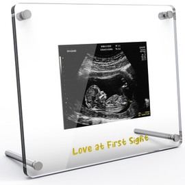 NiHome Acrylic Ultrasound Picture Frame, Clear Sonogram Photo Frame, Love at First Sight Baby Picture Frame, Ultrasound Keepsake Frame for Expectant Dad Mom Parents, Pregnancy, Tabletop or Wall Mount