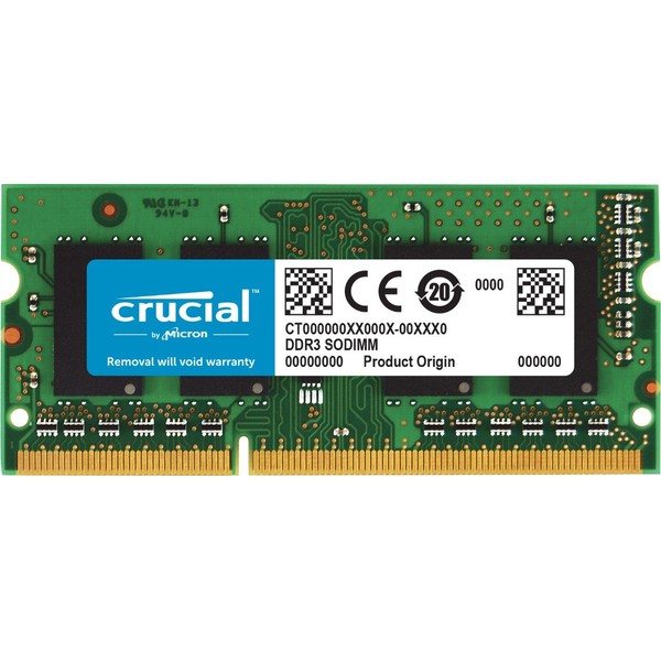 Crucial 2GB DDR3/DDR3L 1066 MT/s (PC3-8500) SODIMM 204-Pin Memory for