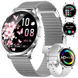 SUNKTA FV16 Thin Smart Watch for Women(Dial/Answer Call), 1.32" AMOLED HD Display, 100+ Sports Mode Fitness Tracker, IP68 Waterproof/Sleep Smartwatch,Ladies Smart Watches for Android iOS, Silver