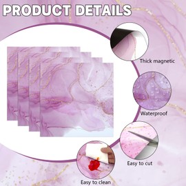 16Pcs School Locker Magnetic Wallpaper 12" x 12" Magnetic Locker Sheet Trimmable Wall Magnetic Sticker Decorative School Locker Covering School Locker Magnetic Wallpaper for Girls (Pink Marble)