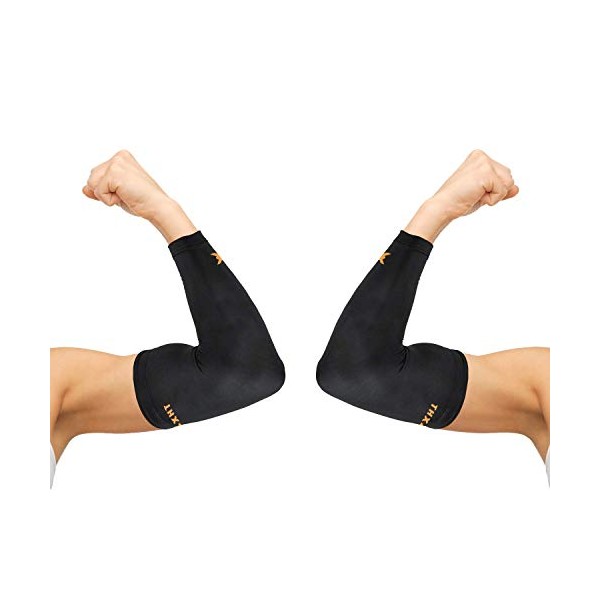 Thx4COPPER Elbow Compression Sleeve(2 Pack) - Copper Infused Support -Guaranteed Recovery Copper Elbow Brace-Idea for Workouts, Sports, Golfers, Tennis Elbow, Arthritis, Tendonitis-Small