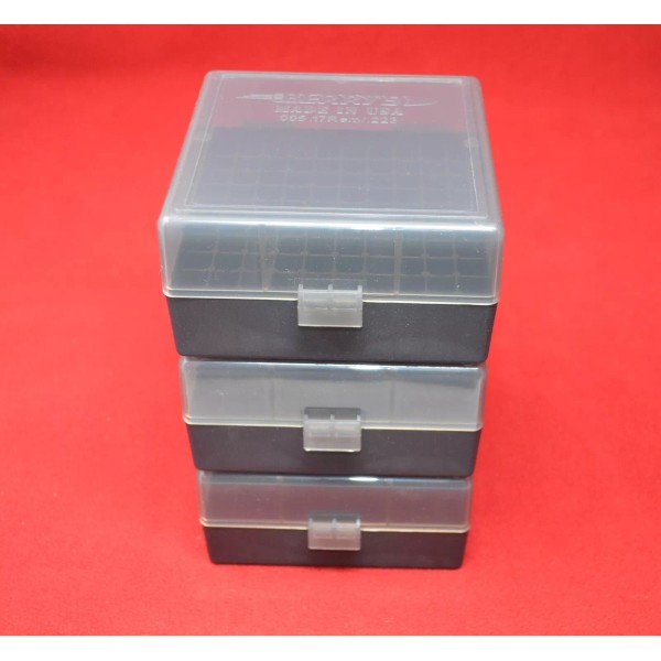 Berry (3) x BERRY'S PLASTIC AMMO BOX, SMOKE/BLACK 100 Round