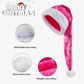 Santa Hat Christmas Hat for Adults, Christmas Party Hat for Men and Women, 75CM Plus Long Xmas Hat Luxury Santa Claus Hat, Christmas Headdress Accessory Props Xmas Holiday Theme Party Prom dress up