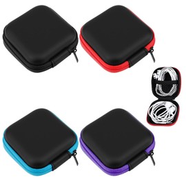 Ji liangli 4-piece mini earphone storage set,7.7 x 7.7 x 3.3 cm,featuring a hard-shell zip-fastened case,protective pouch suitable for in-ear earphones,MP3 players,keys,earphone storage