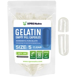 XPRS Nutra Size 5 Empty Capsules - 100 Count Clear Very Small Empty Gelatin Capsules for DIY Capsule Filling - Fillable Pill Gel Caps