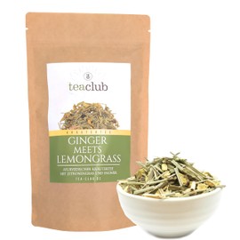 Ayurvedischer Kräutertee Lose 100g, Süßholzwurzel Tee Mischung mit Ingwer Zitronengras Minze, TeaClub Ginger Lemongrass Herbal Tea