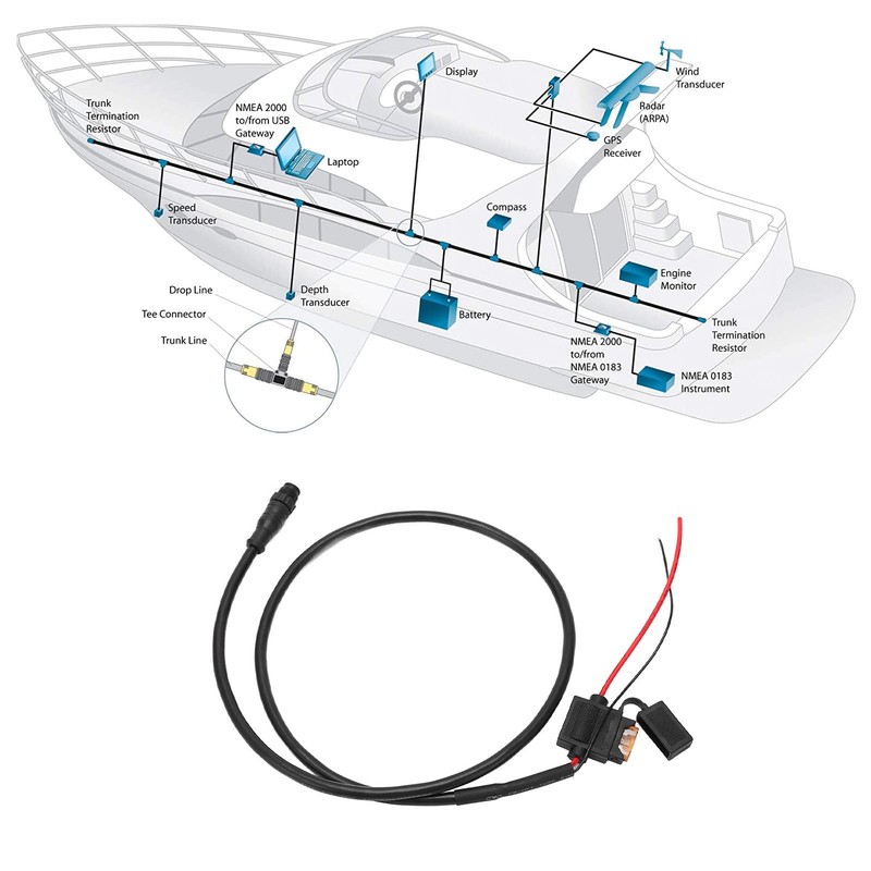 NMEA 2000 N2K Male Power Cable with Fuse for N2K