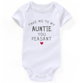 AIZFFZY Take Me To My Auntie You Peasant Baby Clothes Boy My Aunt Loves Me Aunt Baby Clothes Girl Baby Unisex White 0-3 Months