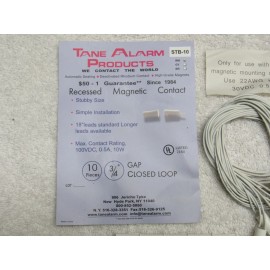 TANE ALARM PRODUCTS (10) Tane Alarm STB-10 WH Stubby Recessed Contacts with Magnets