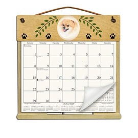 Wooden Refillable Pomeranian Calendar Holder Filled with a 2025 Calendar and Includes an Order Form Page for 2026-POMERANIAN