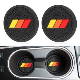 MOCHENT Cup Holder for Toyota Accessories Tacoma TRD Tundra Rav4 Highlander Camry, Classic Retro Style Tri-Color Interior Insert Coaster (2.75 Inch, Yellow-Orange-Red,Black)