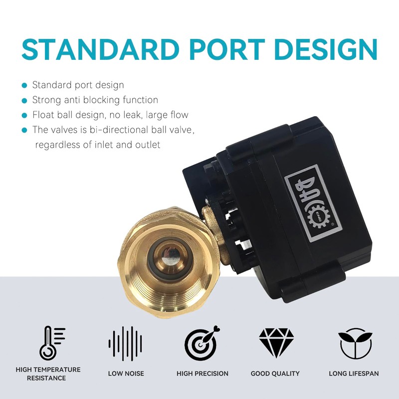 BACOENG Motorized Ball Valve, 2 Wire Auto Return 1" Brass
