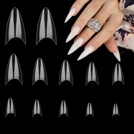 simarro Almond Half Cover Nail Tips, 500Pcs Half Cover False Nails Transparent Gel Press on Nails for Nail Technicians Beginners DIY Practice Art Design at Home