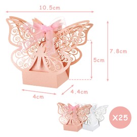 Kesote 50 Piezas de Caja de Mariposa Caja de Regalo Caja de Caramelo o Dulces para Bautizo, Fiestas, Boda y Cumpleaños
