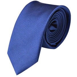 GASSANI Slim Skinny Tie 6 cm Plain Fine Striped Men's Tie 19 Colours - Blue - S